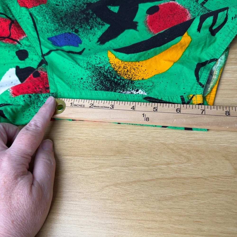 VTG Speedo Green Abstract Print Swim Trunks Mens XL Cargo Pocket Funky Pop Art